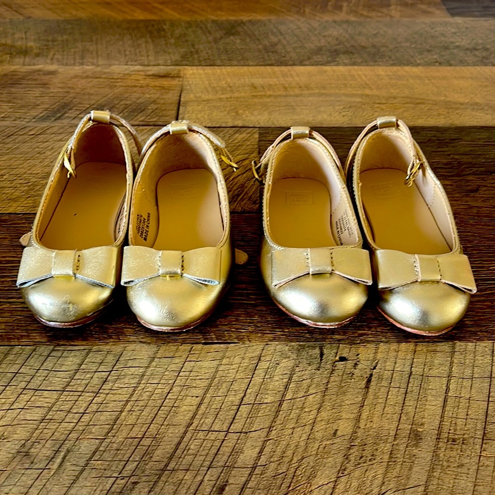 Janie and Jack Gold Metallic Bow Dress Shoe